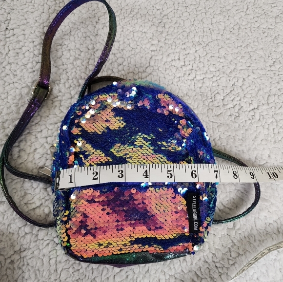 Mini sequin backpack, Blue, Gold, Multicolored, shiny, bling,  STYLELABGIRL.COM - Picture 6 of 6